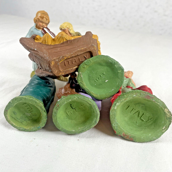 Vintage Chalkware Plaster Nativity Figures Figurines x7 Italy 1950s Christmas - Picture 2 of 11